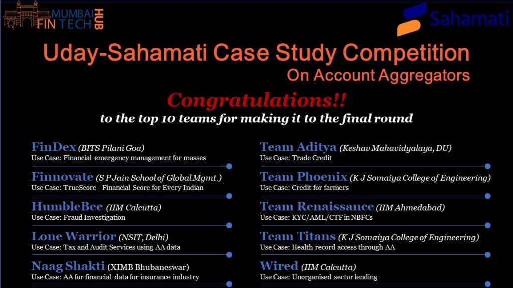 Mumbai Fintech Uday Competition 2020 Finalists