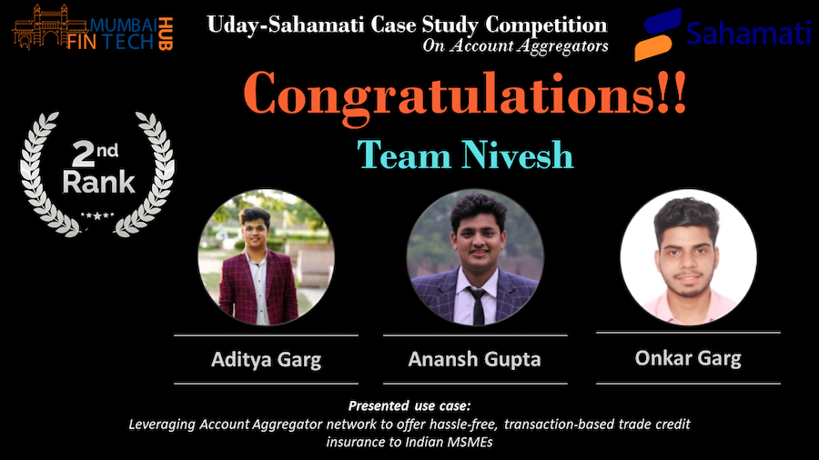 Uday-Sahamati Use Case Competition 2020: Team Nivesh led by Aditya Garg along with Anansh Gupta and Onkar Garg