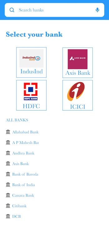selection of bank